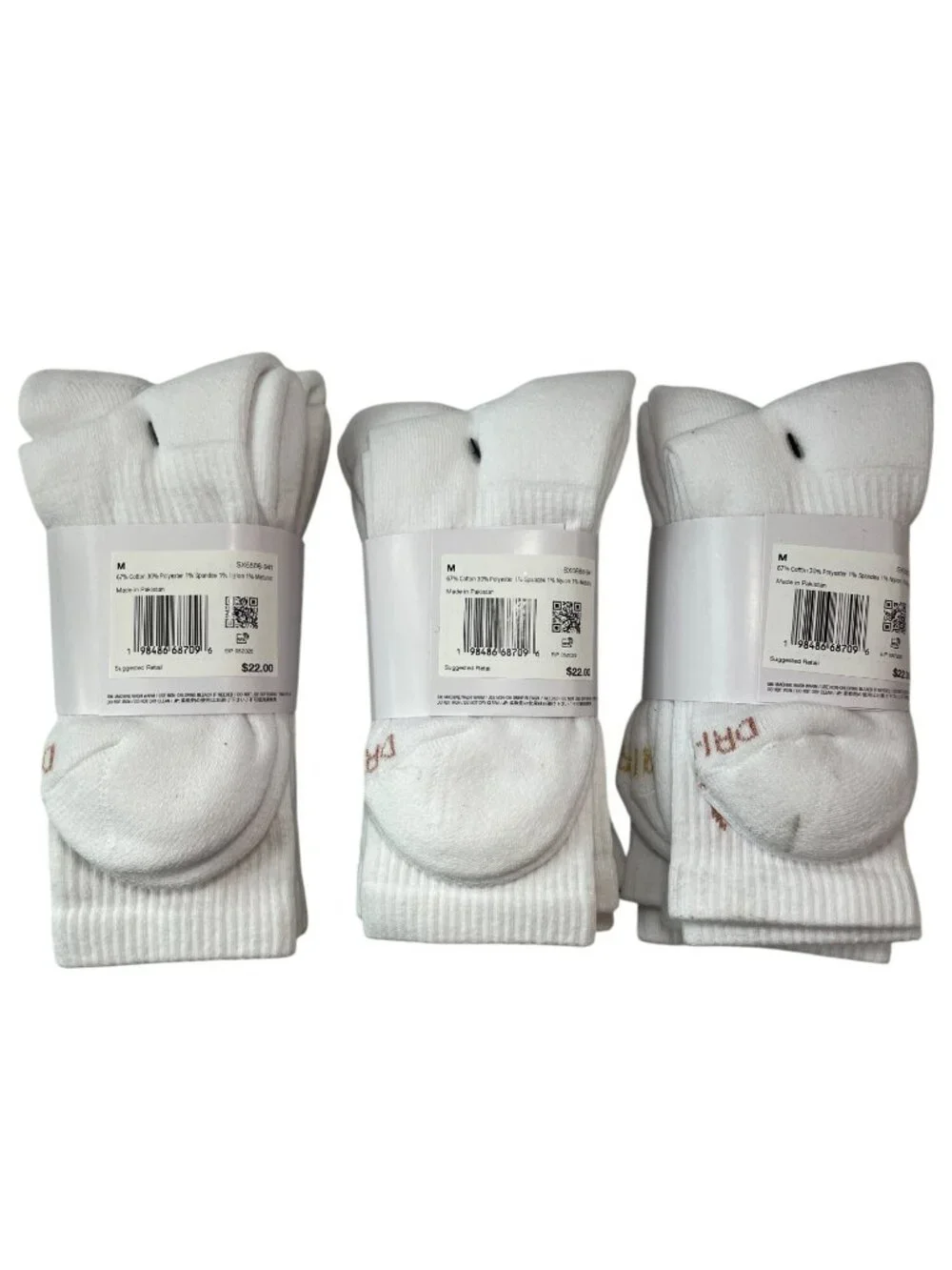 Nike Everyday Plus LOT OF 3 Dri-Fit Cotton Crew Socks 3-Pack/Each MSRP$66 NWT - Picture 4 of 5